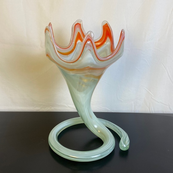 Mid Century Modern Orange Glass Sculpture - Picture 2 of 6